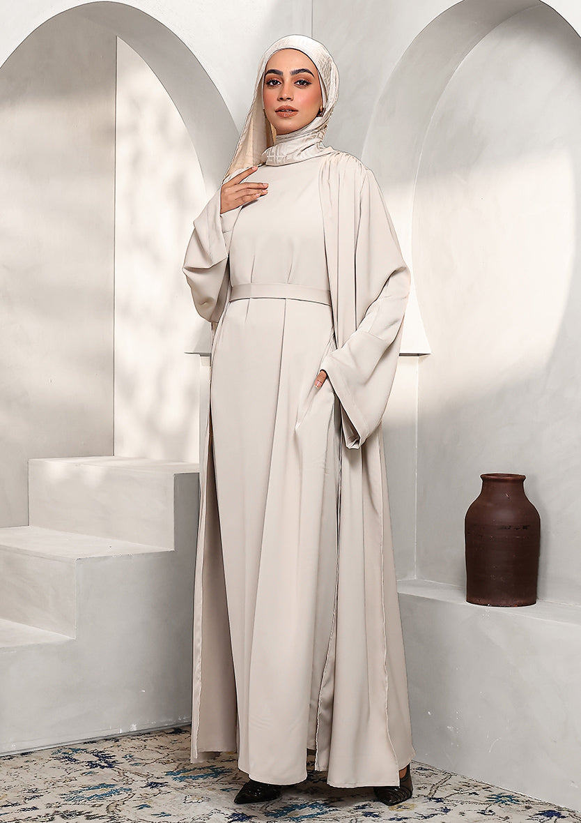 Abaya & Maxi Dress Set - Stone BOKITTA-UK Abaya & Maxi Dress Set - Stone BOKITTA-UK
