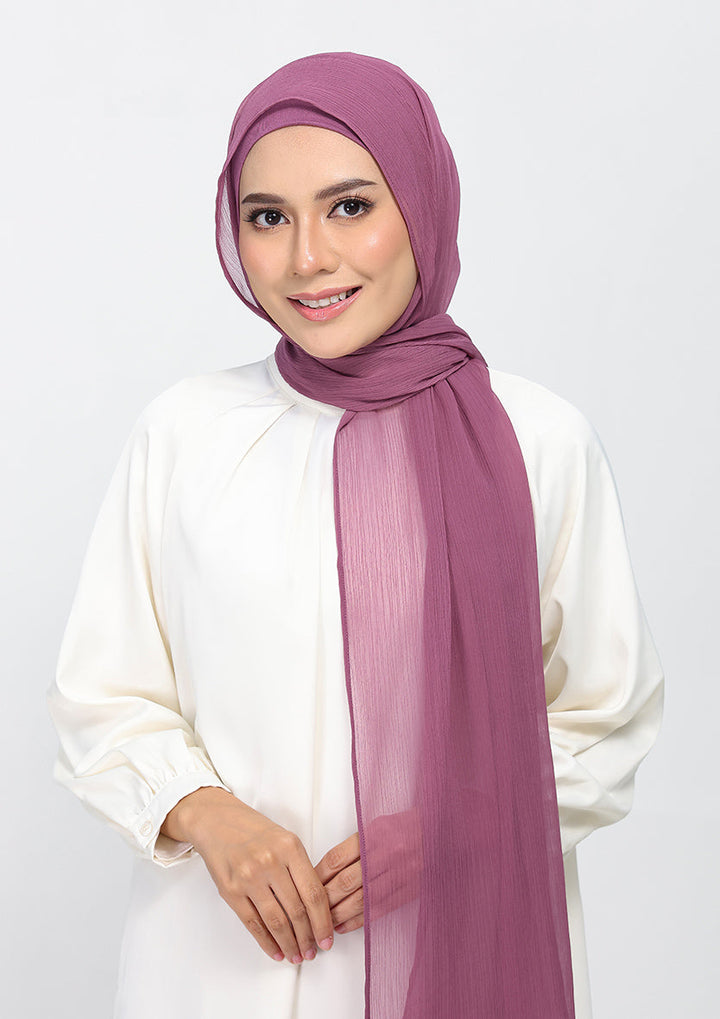 Damson Pink - Plain Crinkled Chiffon