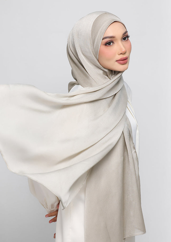 Ash Satin Crinkled - Instant Hijab Set with Inner