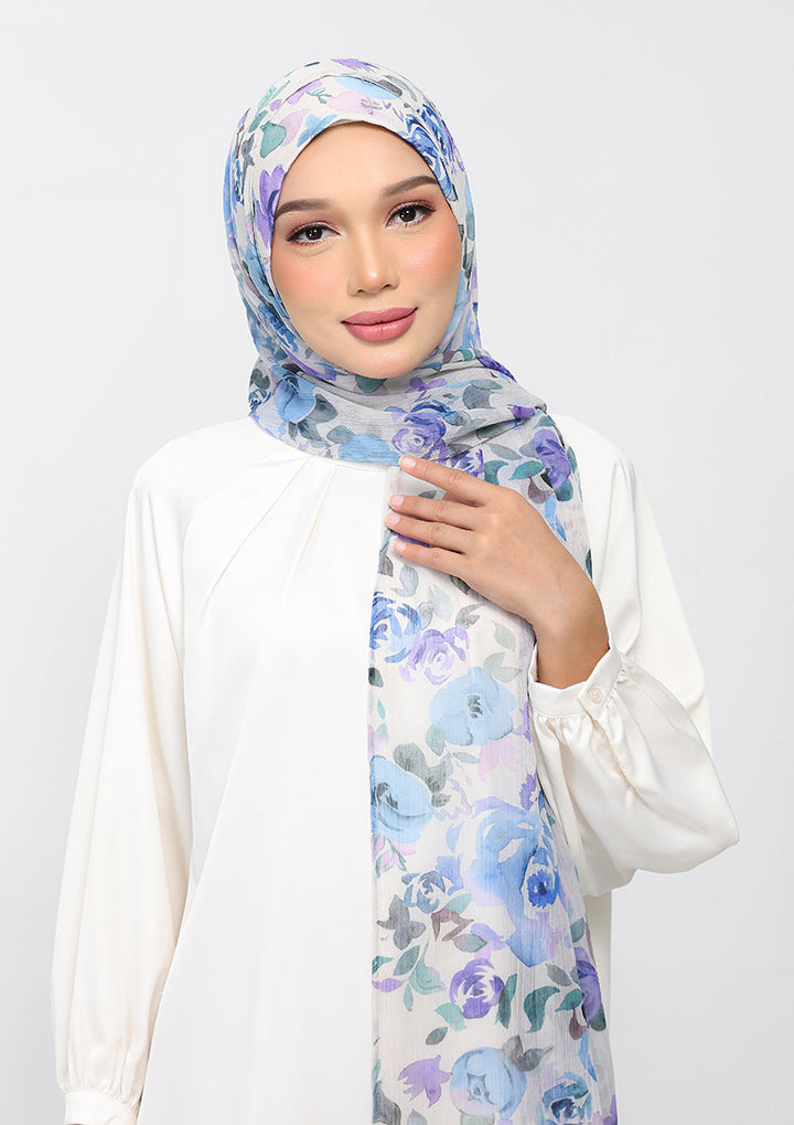Fleurie Blue - Instant Hijab With Inner