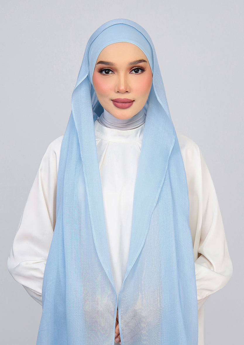 Sky Blue - Modal Woven Shawl Set with Inner