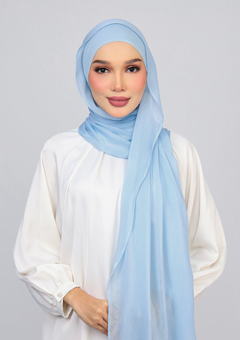 Sky Blue - Modal Woven Shawl Set with Inner