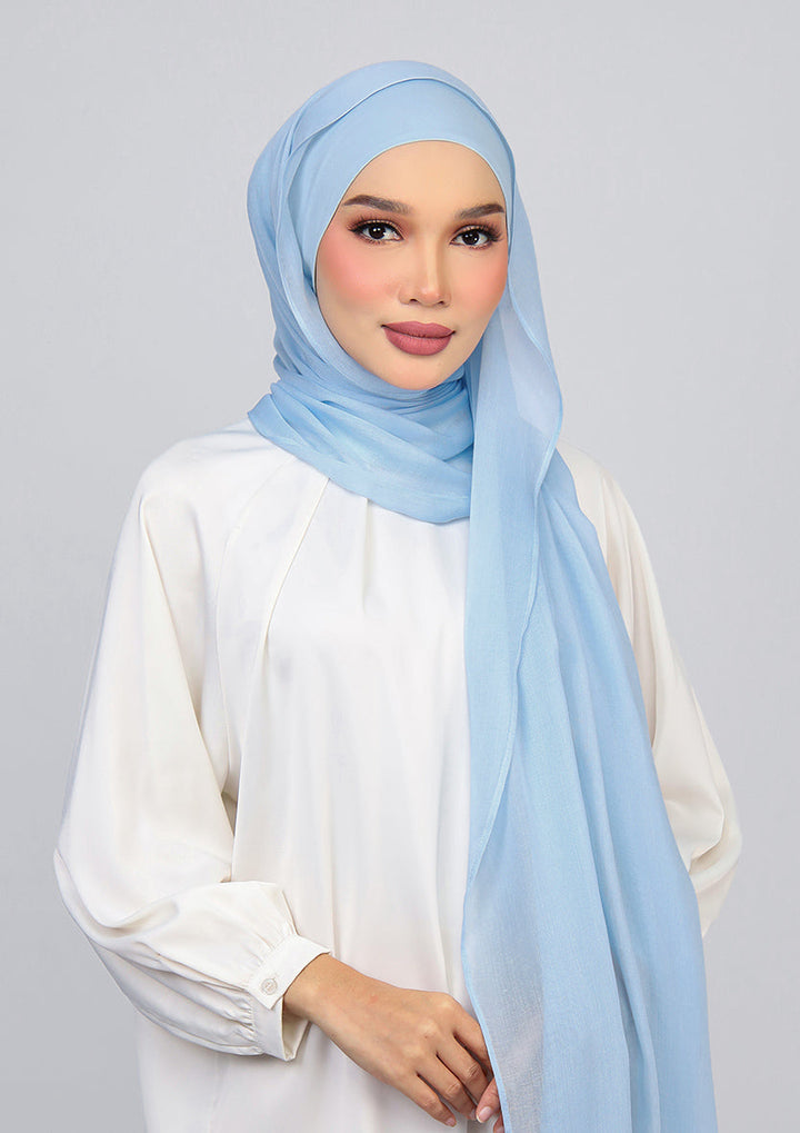 Sky Blue - Modal Woven Shawl Set with Inner