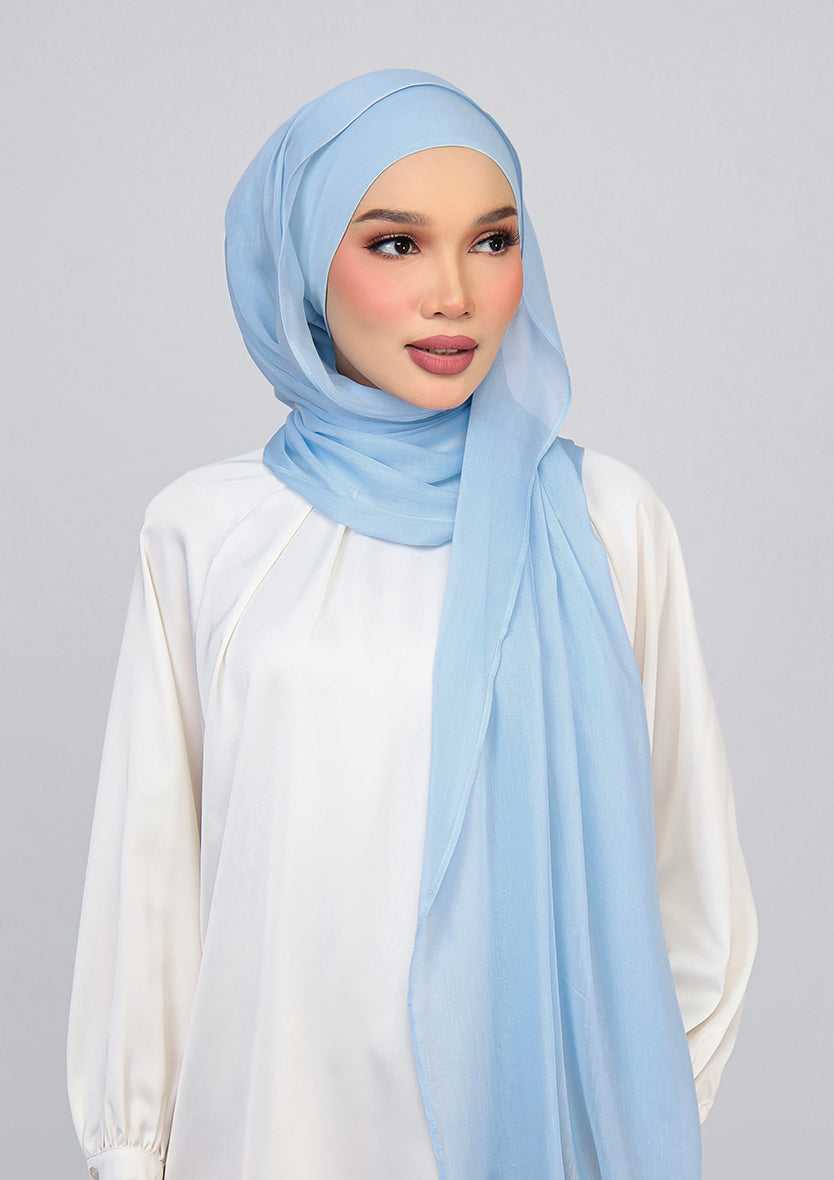 Sky Blue - Modal Woven Shawl Set with Inner