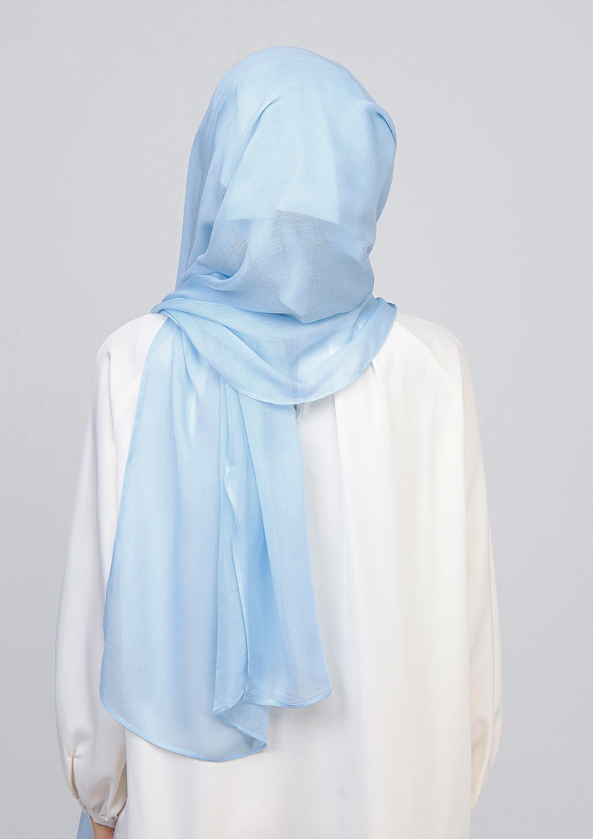 Sky Blue - Modal Woven Shawl Set with Inner