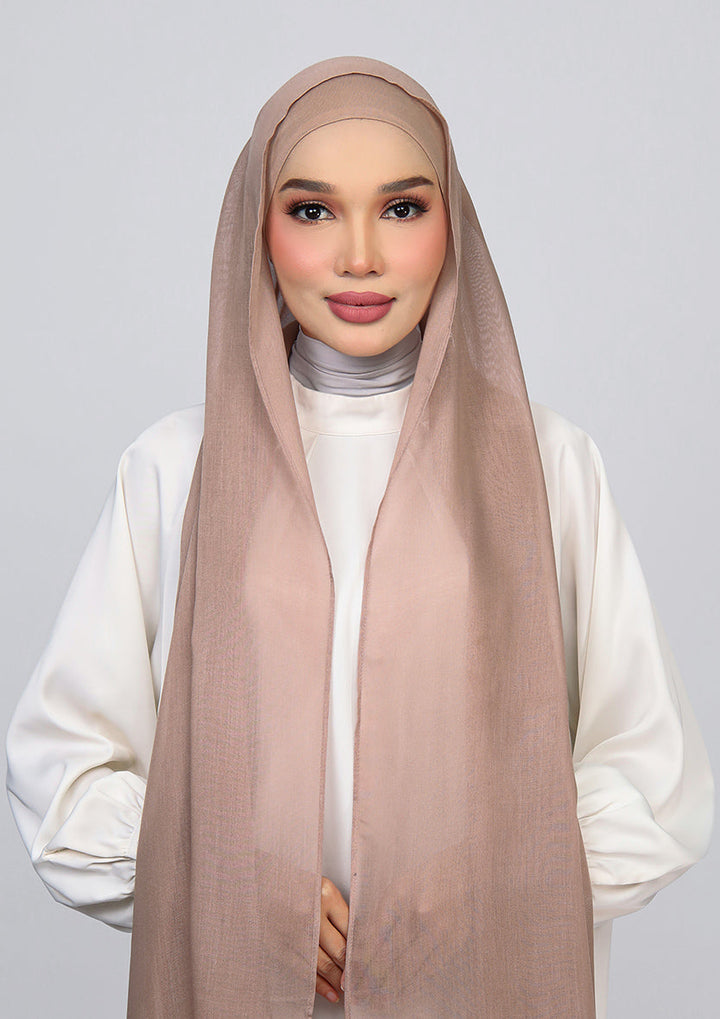 Taupe Brown - Modal Woven Shawl Set with Inner