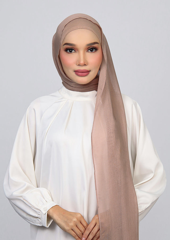 Taupe Brown - Modal Woven Shawl Set with Inner