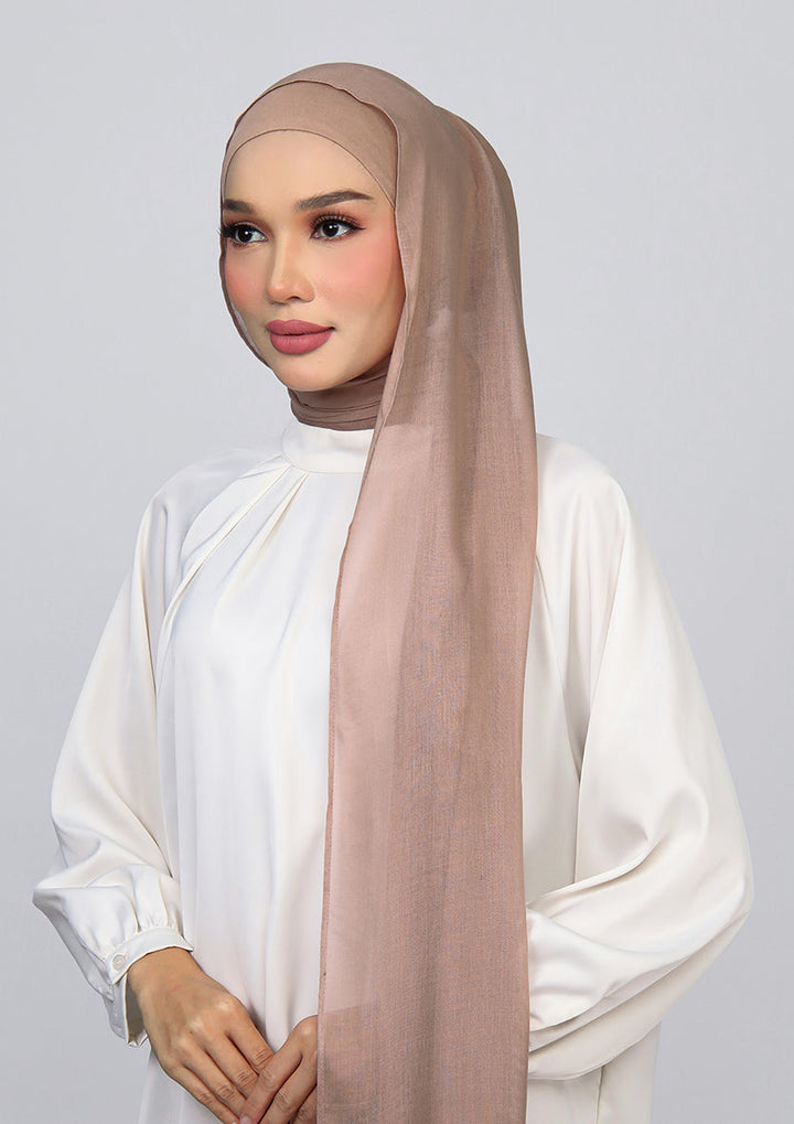 Taupe Brown - Modal Woven Shawl Set with Inner