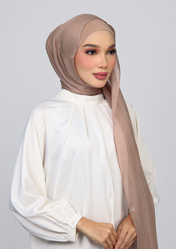 Taupe Brown - Modal Woven Shawl Set with Inner