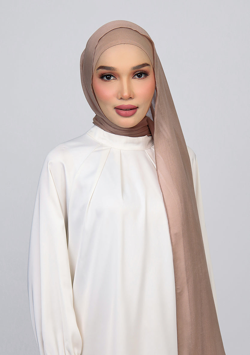 Taupe Brown - Modal Woven Shawl Set with Inner