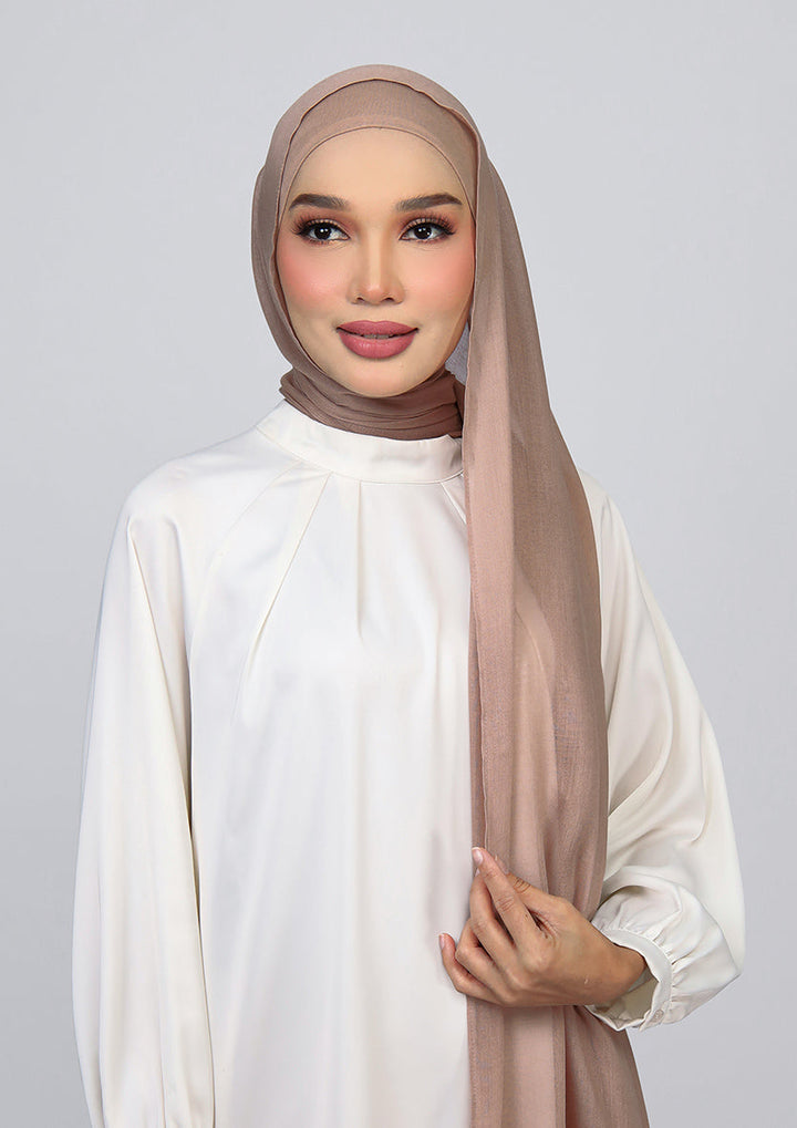 Taupe Brown - Modal Woven Shawl Set with Inner