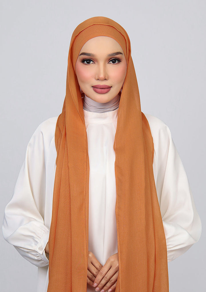 Leather Brown - Modal Woven Shawl Set with Inner
