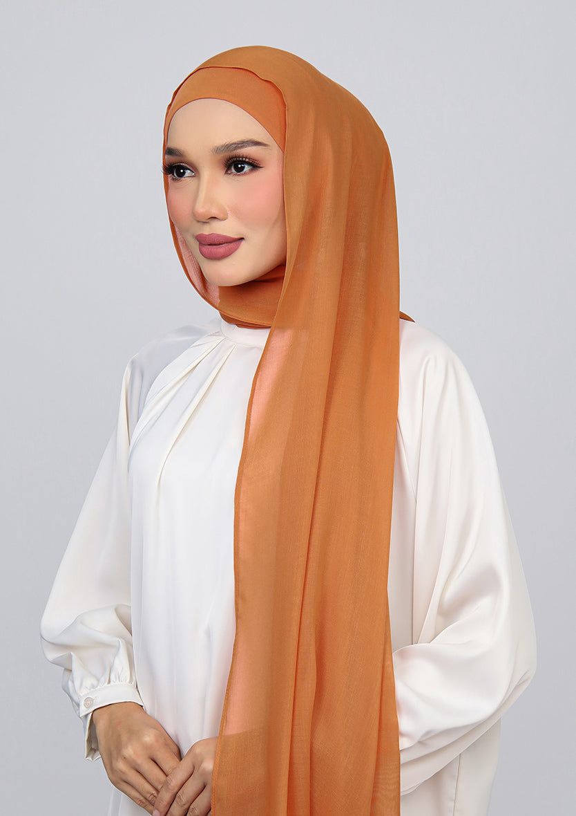 Leather Brown - Modal Woven Shawl Set with Inner