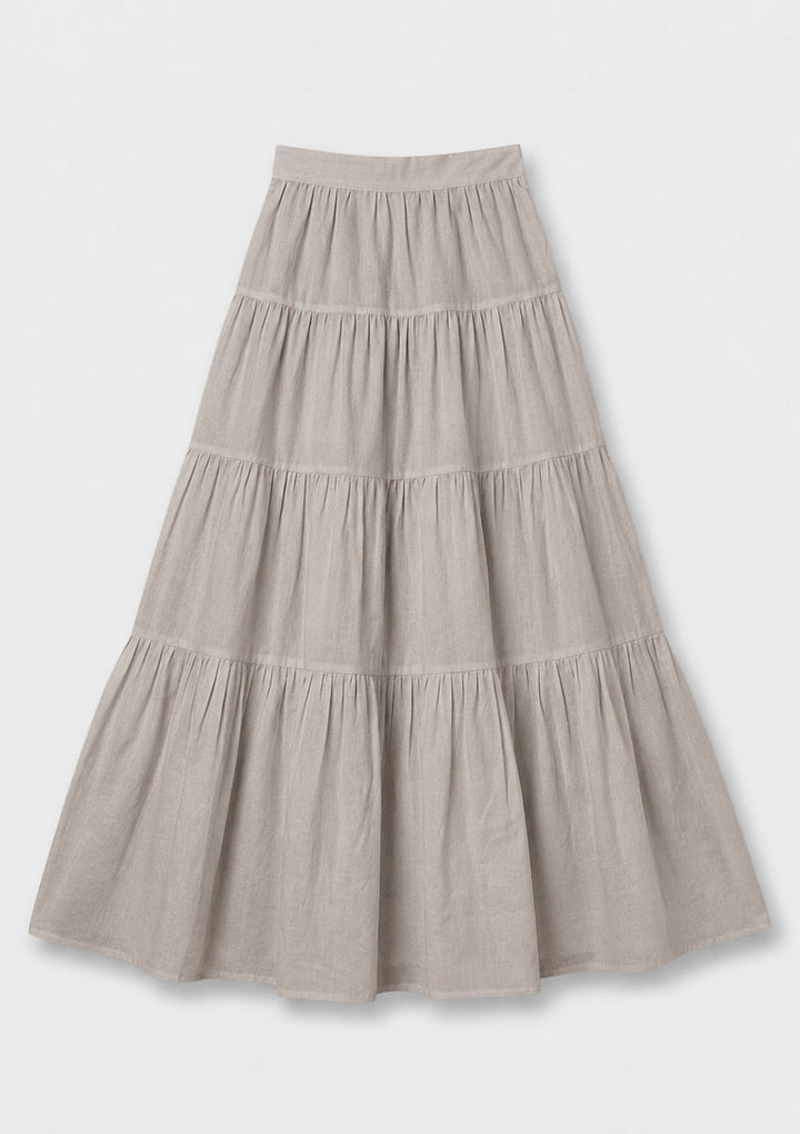 Capri Ruffle Maxi Skirt - Mushroom