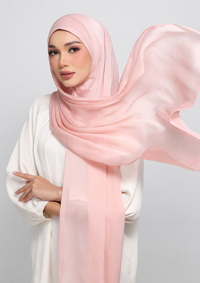Dusty Rose Satin Crinkled - Instant Hijab Set with Inner