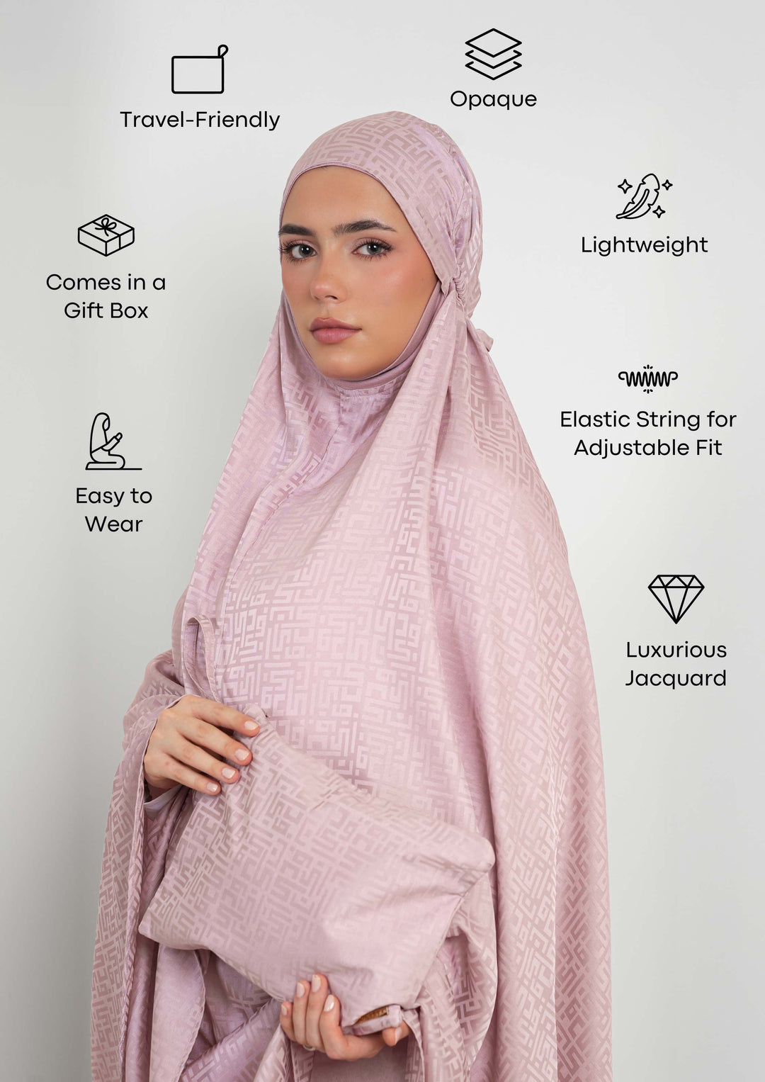 Monogram Lilac-Women prayer set-Plain Jacquard Satin