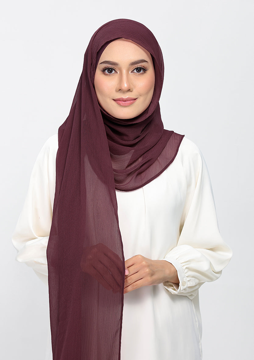 Fig - Plain Crinkled Chiffon