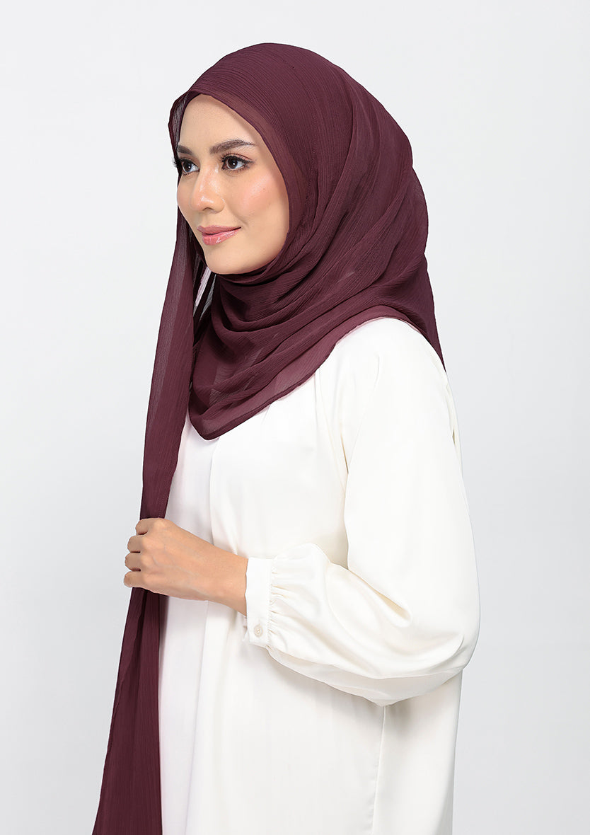 Fig - Plain Crinkled Chiffon