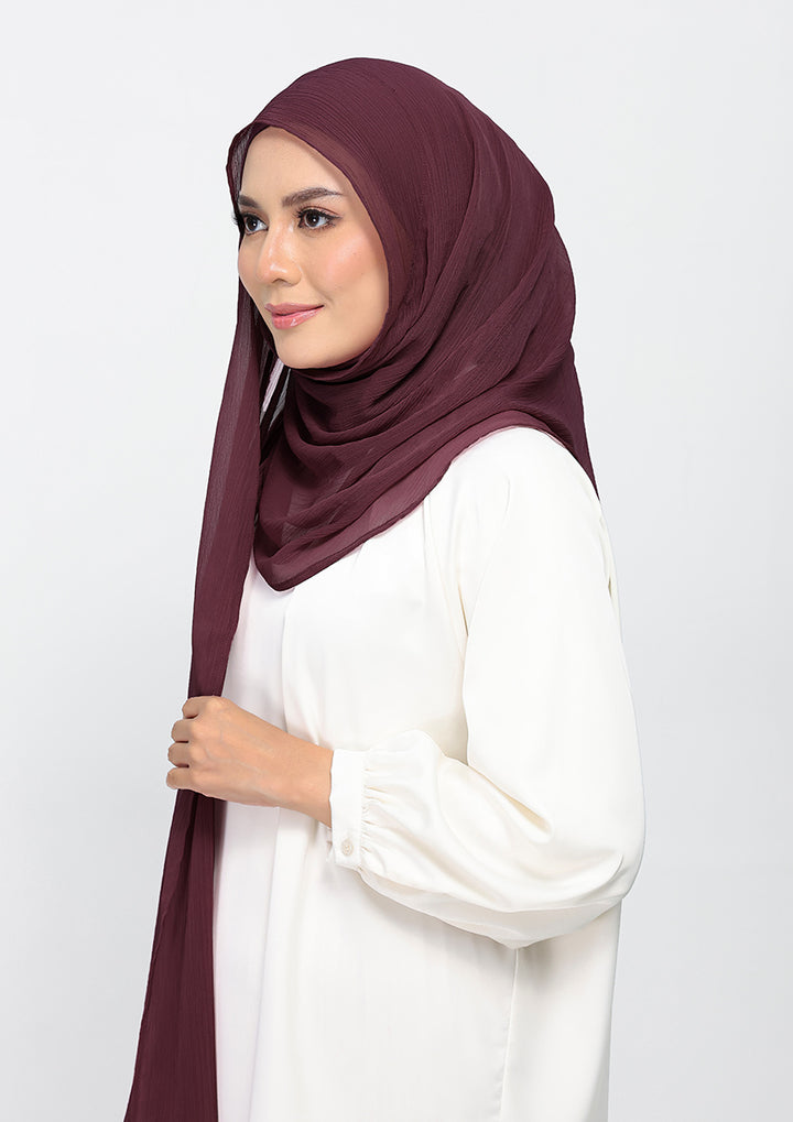 Fig - Plain Crinkled Chiffon