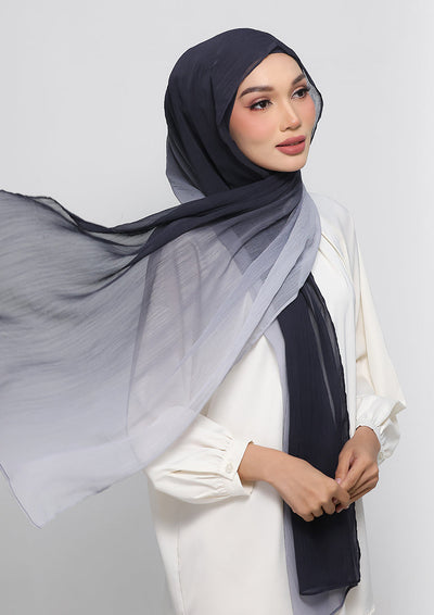 LightGrayNavy - Instant Hijab With Inner