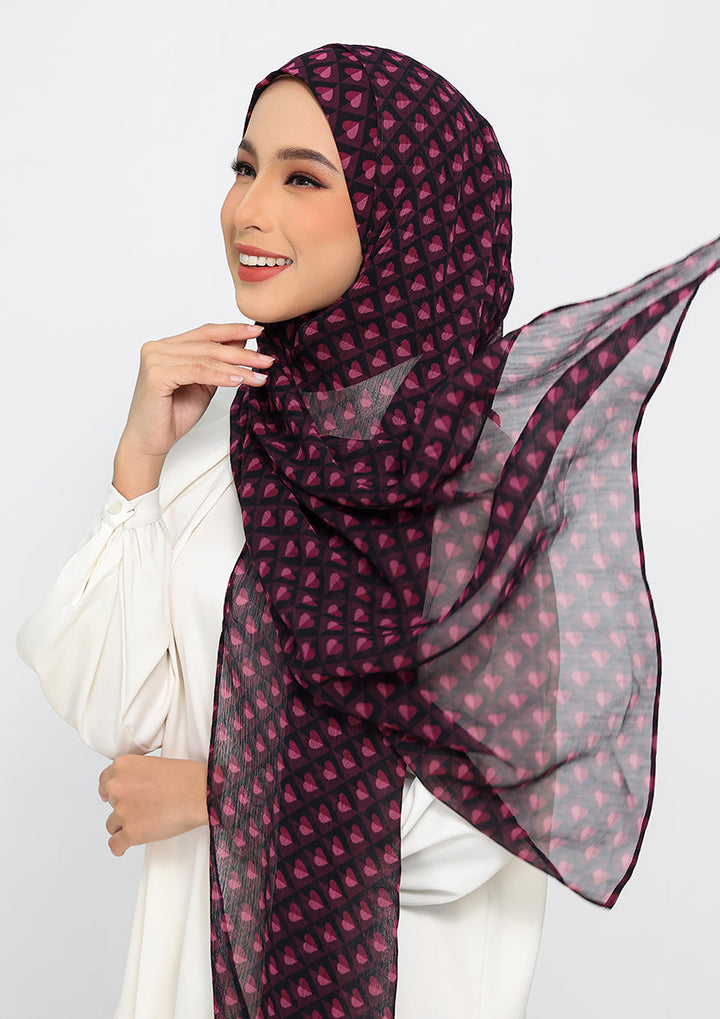 Hearts Mulberry - Instant Hijab With Inner