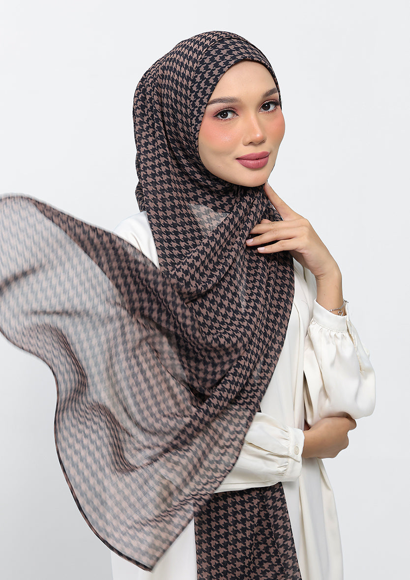 Houndstooth Black - Instant Hijab With Inner