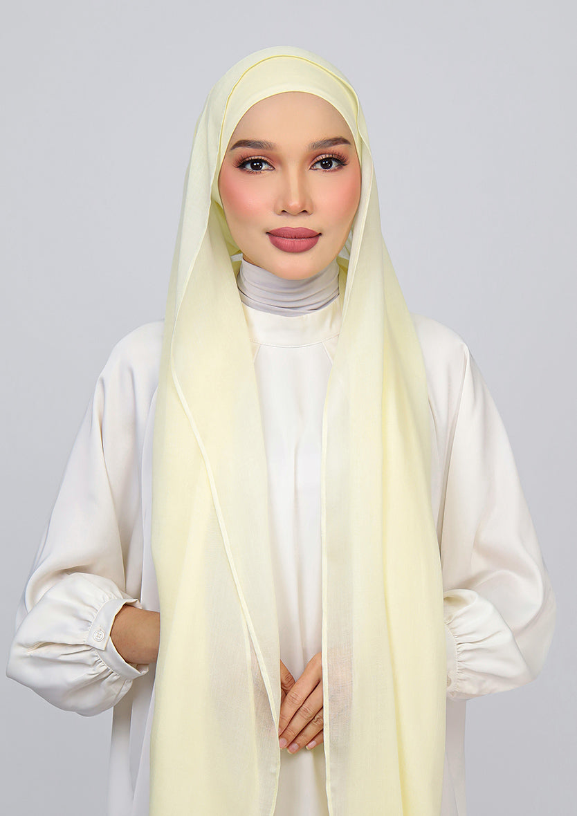 Light Yellow - Modal Woven Shawl Set with Inner