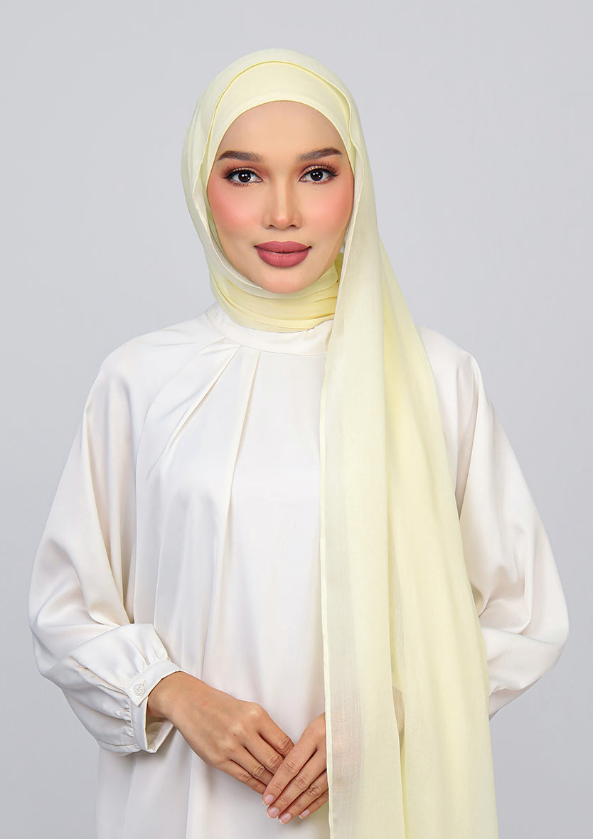 Light Yellow - Modal Woven Shawl Set with Inner