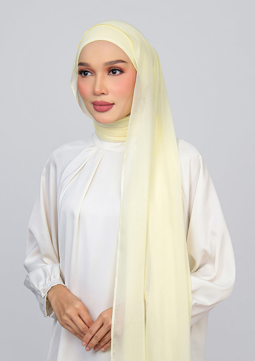 Light Yellow - Modal Woven Shawl Set with Inner