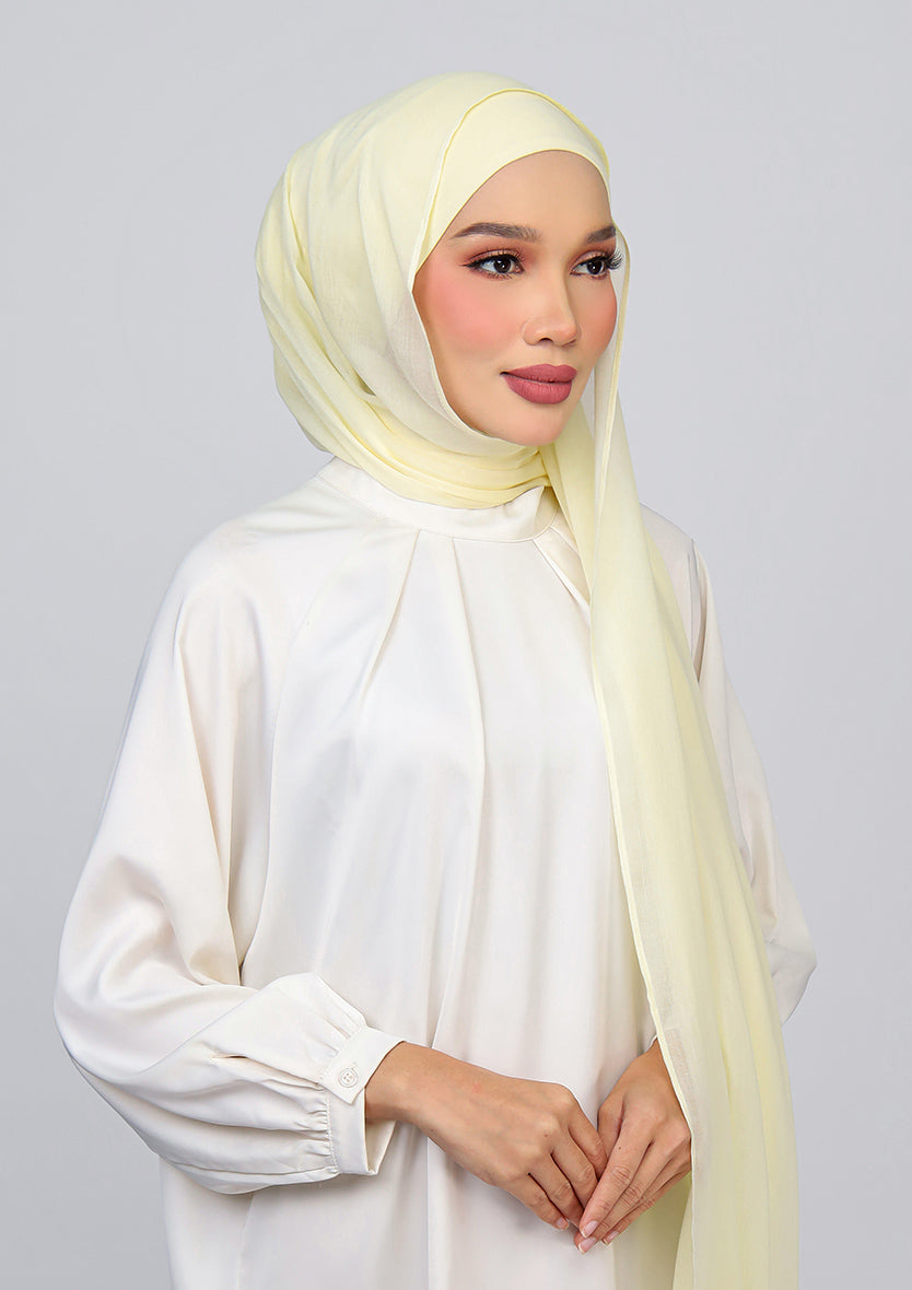 Light Yellow - Modal Woven Shawl Set with Inner