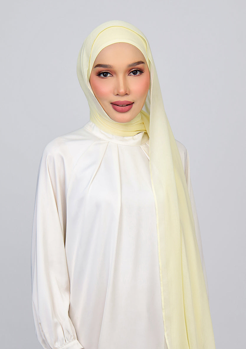 Light Yellow - Modal Woven Shawl Set with Inner