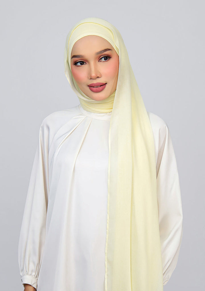 Light Yellow - Modal Woven Shawl Set with Inner