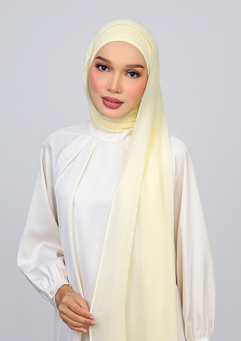 Light Yellow - Modal Woven Shawl Set with Inner