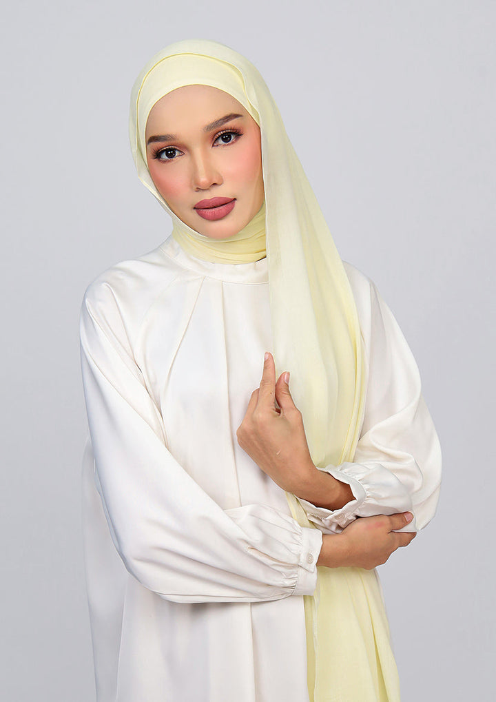 Light Yellow - Modal Woven Shawl Set with Inner
