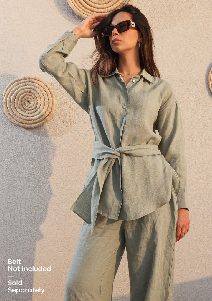 100% Italian Linen Set - Sage Green