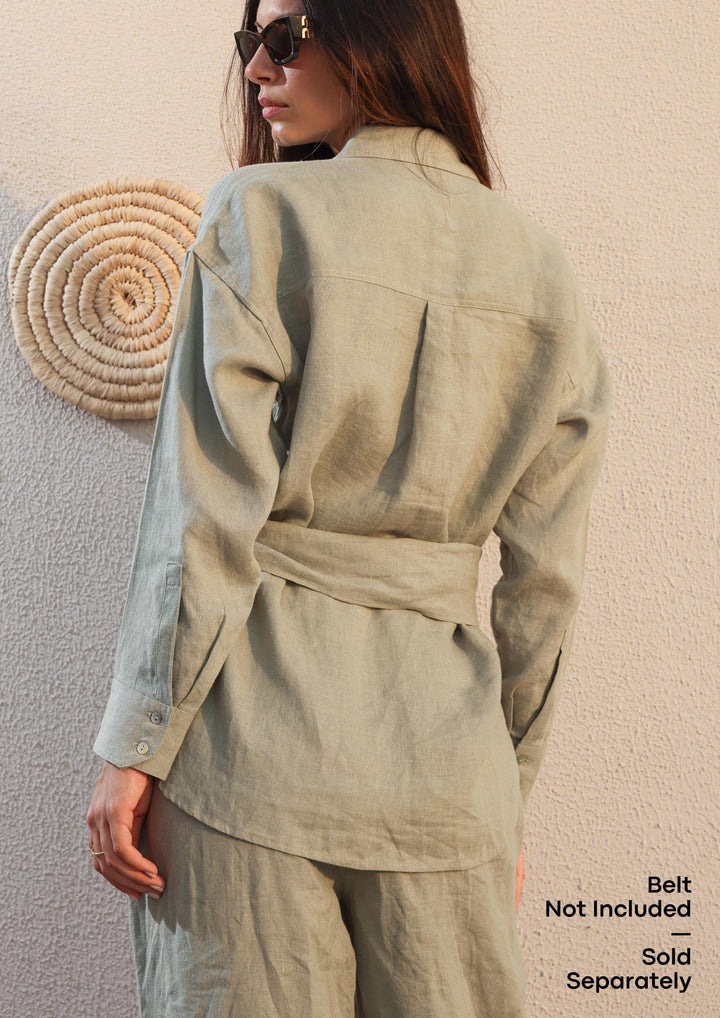 100% Italian Linen Set - Sage Green