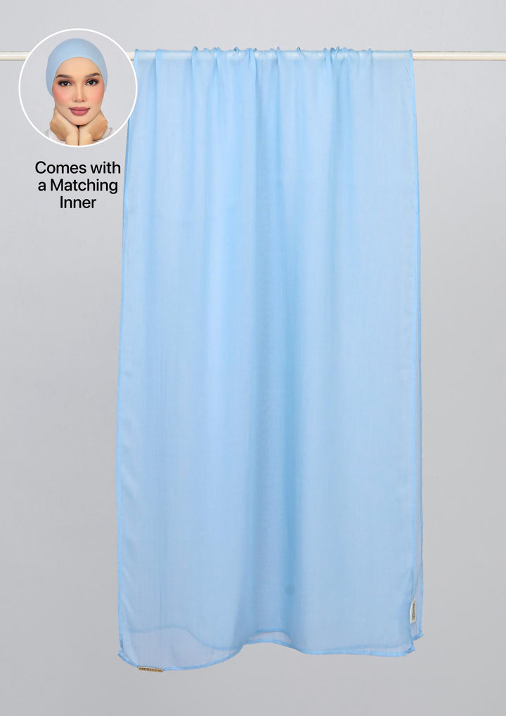 Sky Blue - Modal Woven Shawl Set with Inner