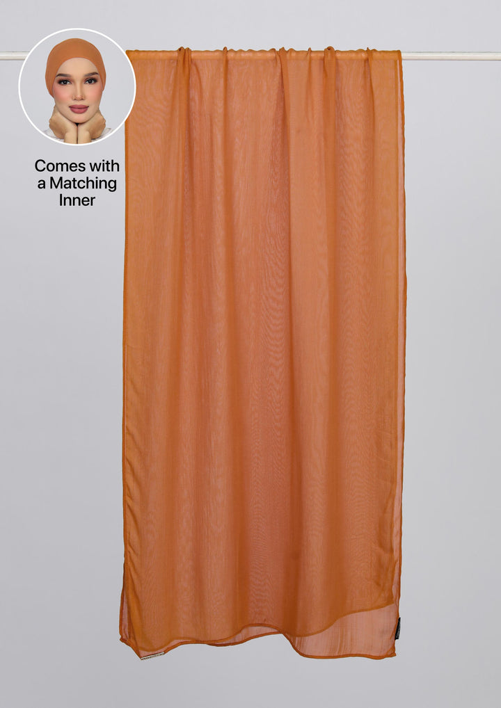 Leather Brown - Modal Woven Shawl Set with Inner