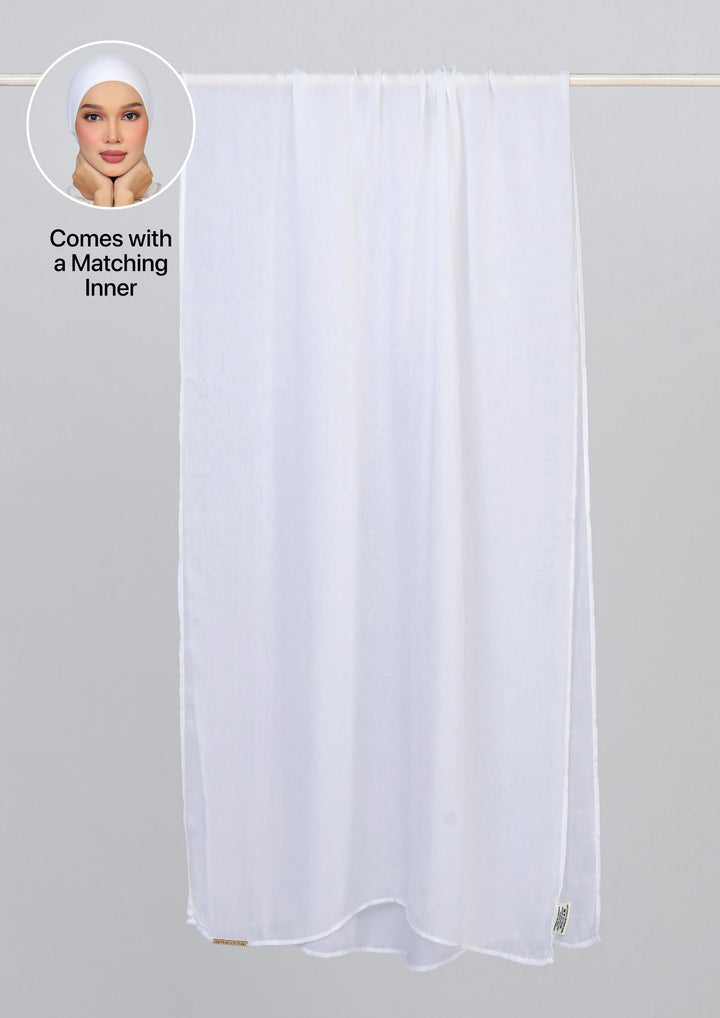 White - Modal Woven Shawl Set with Inner