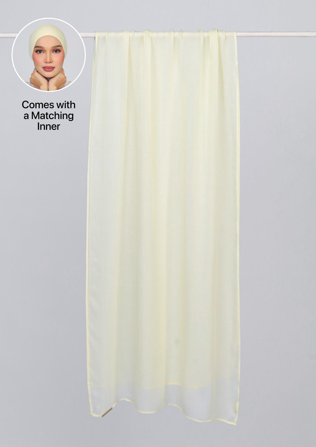 Light Yellow - Modal Woven Shawl Set with Inner