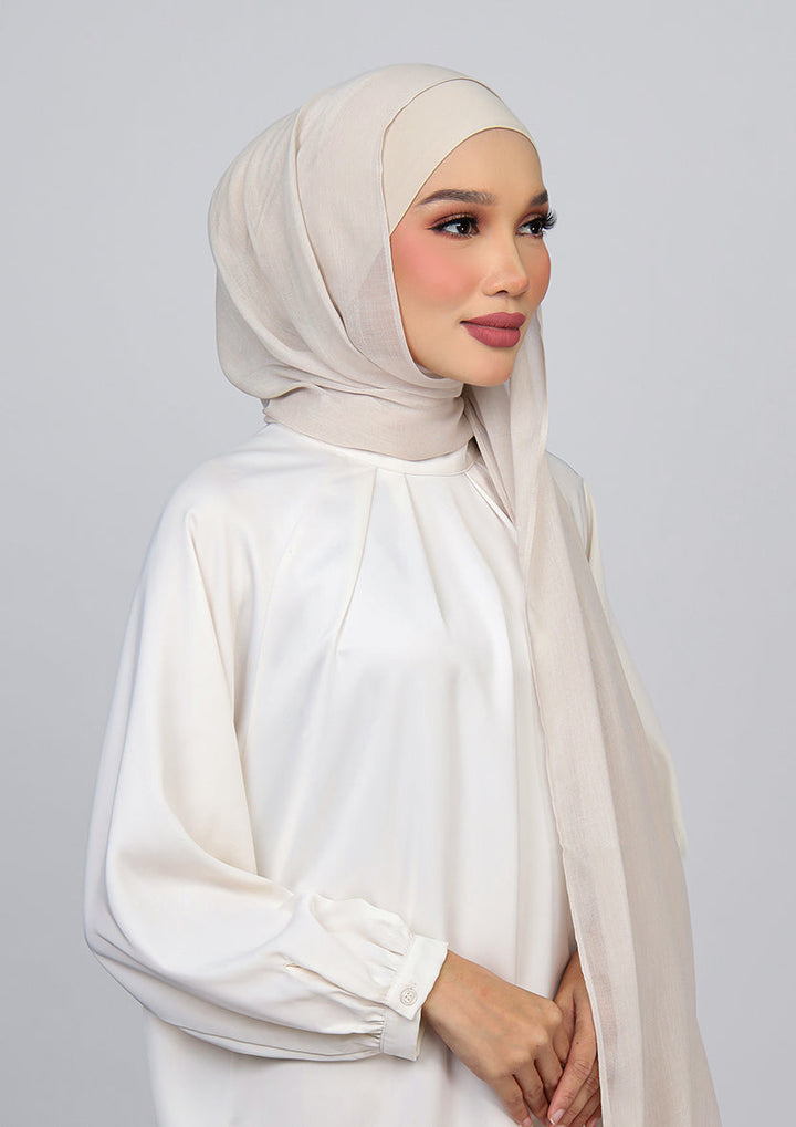 Light Beige - Modal Woven Shawl Set with Inner