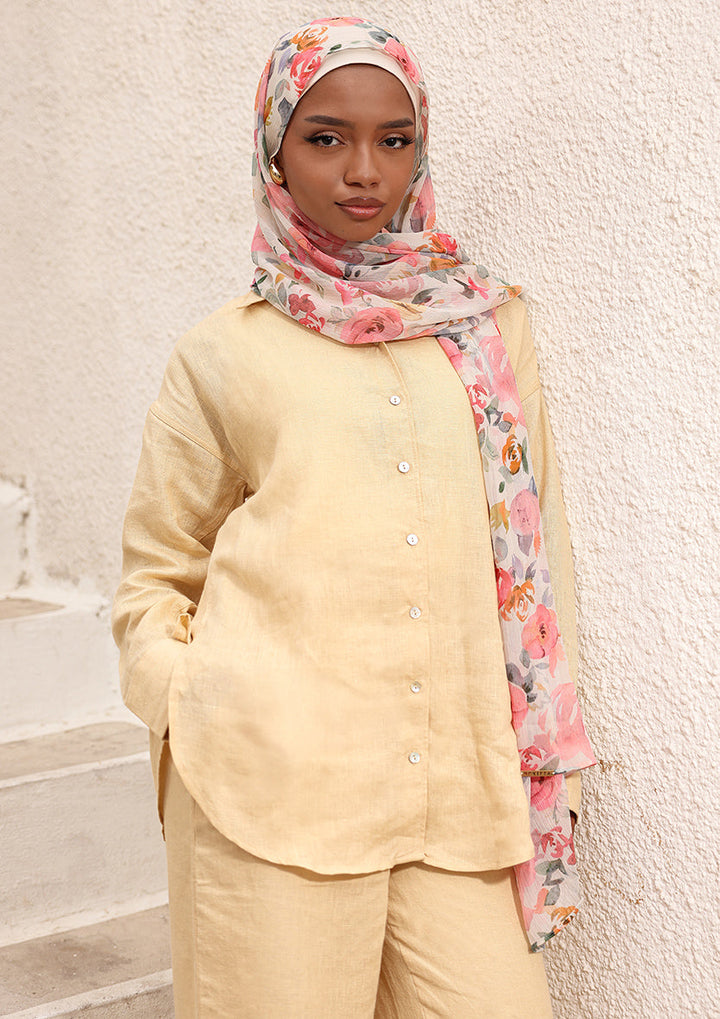 100% Italian Linen Set - Butter Yellow