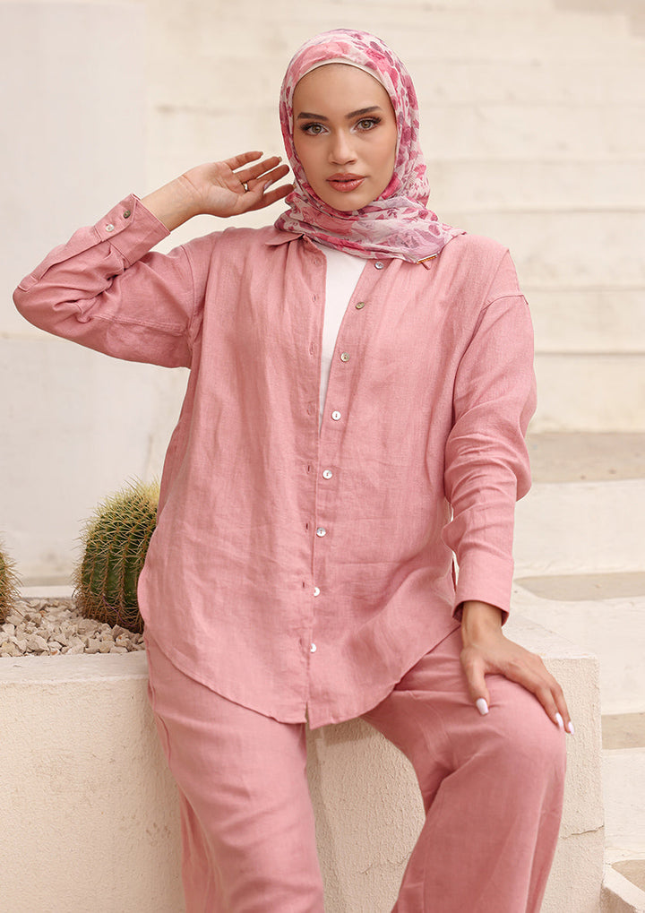 100% Italian Linen Set - Pink