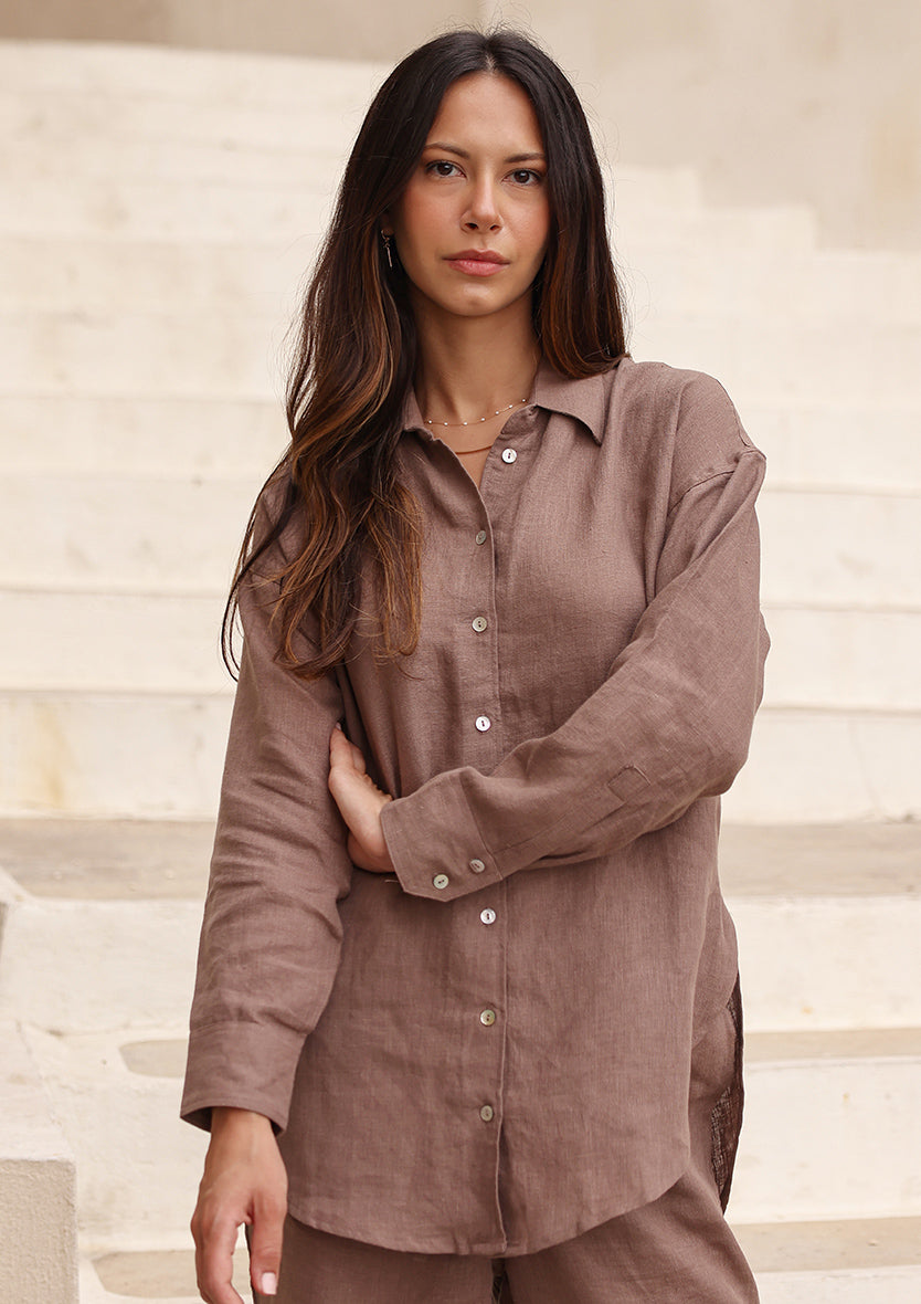 100% Italian Linen Set Taupe
