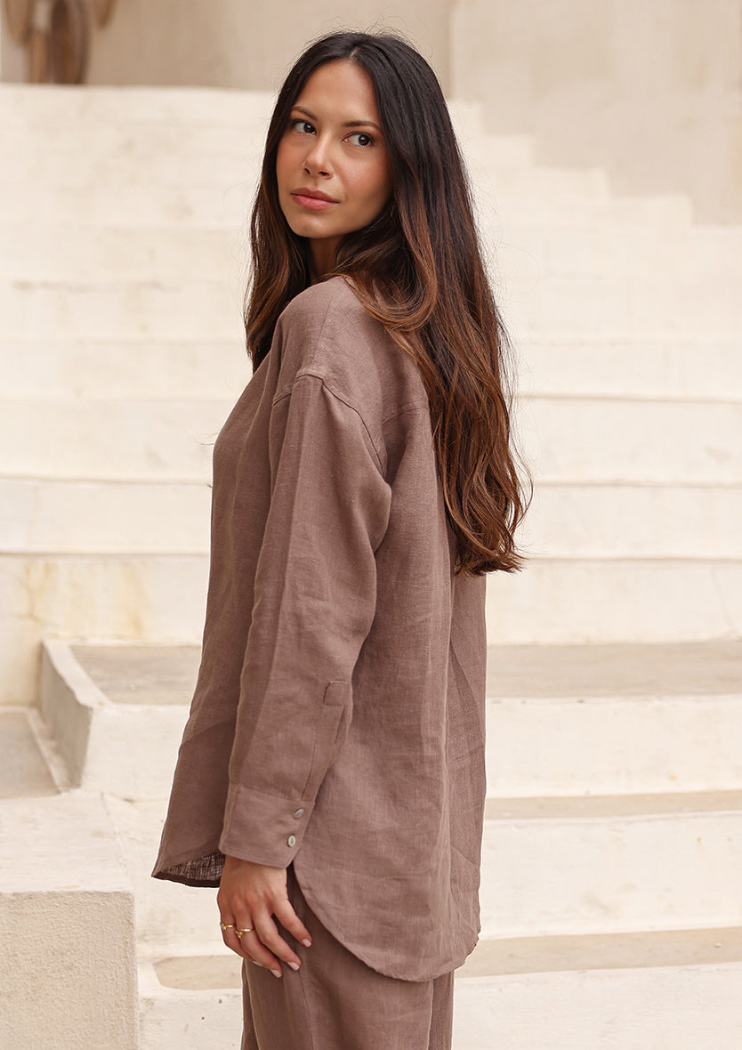 100% Italian Linen Set Taupe