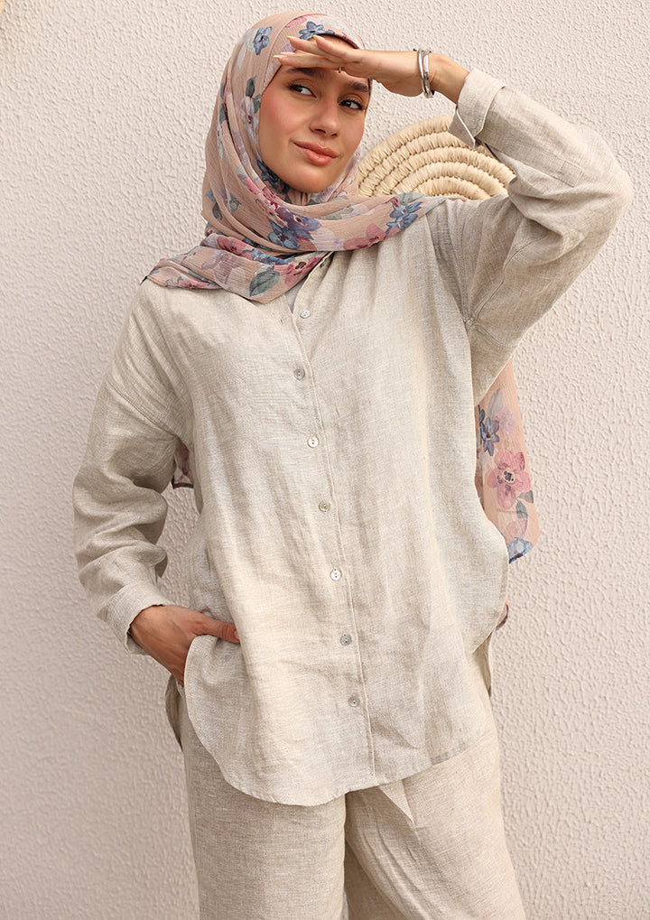 100% Italian Linen Set - Natural Beige