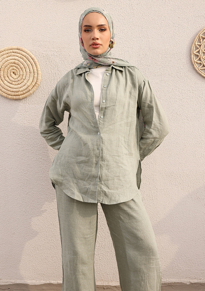 100% Italian Linen Set - Sage Green