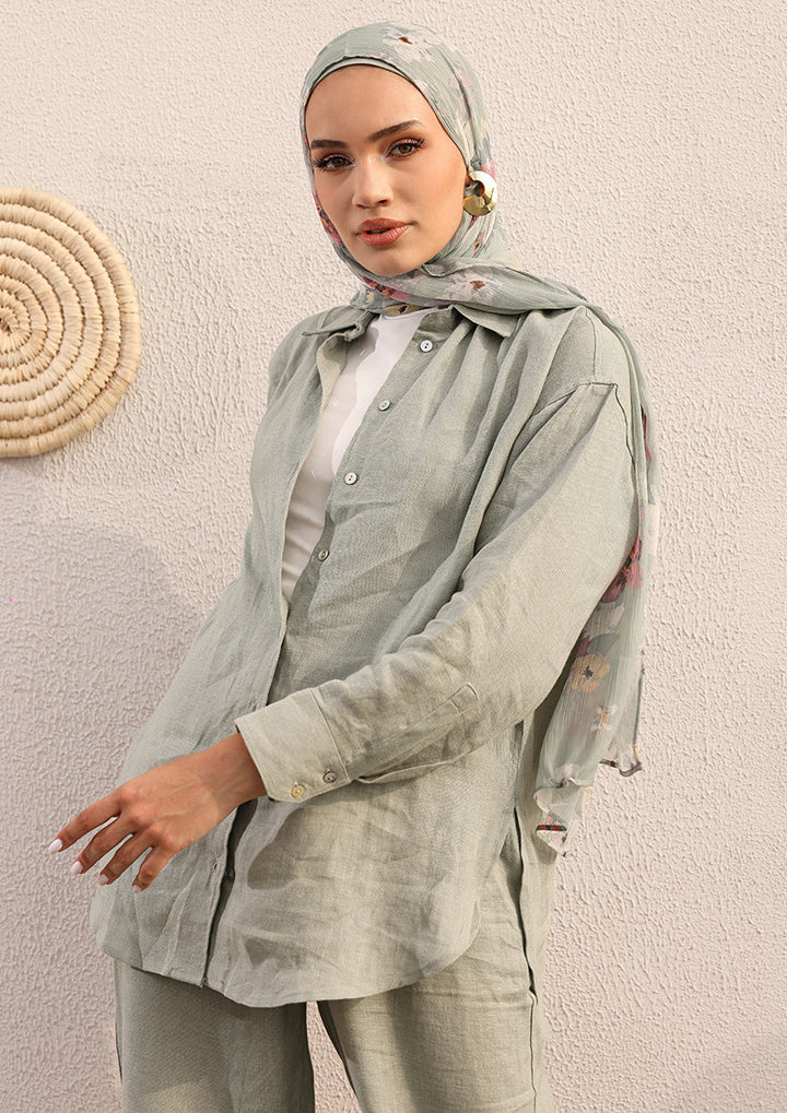 100% Italian Linen Set - Sage Green