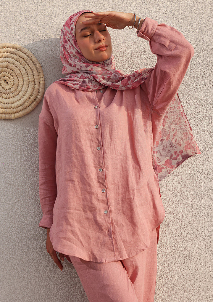 100% Italian Linen Set - Pink