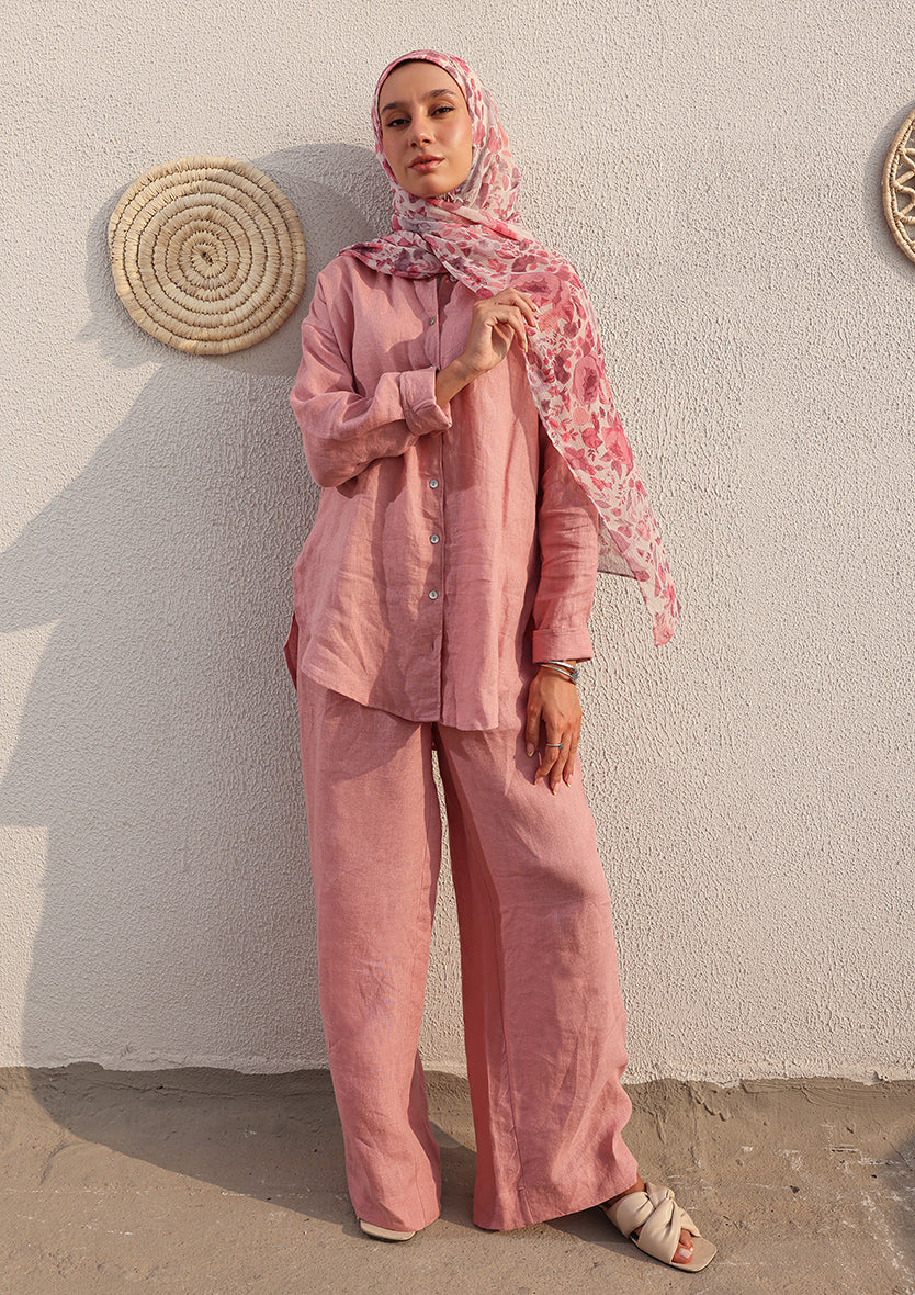 100% Italian Linen Set - Pink
